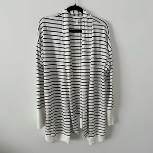 Maurices Black & White Striped Open Front Cardigan Women’s Large